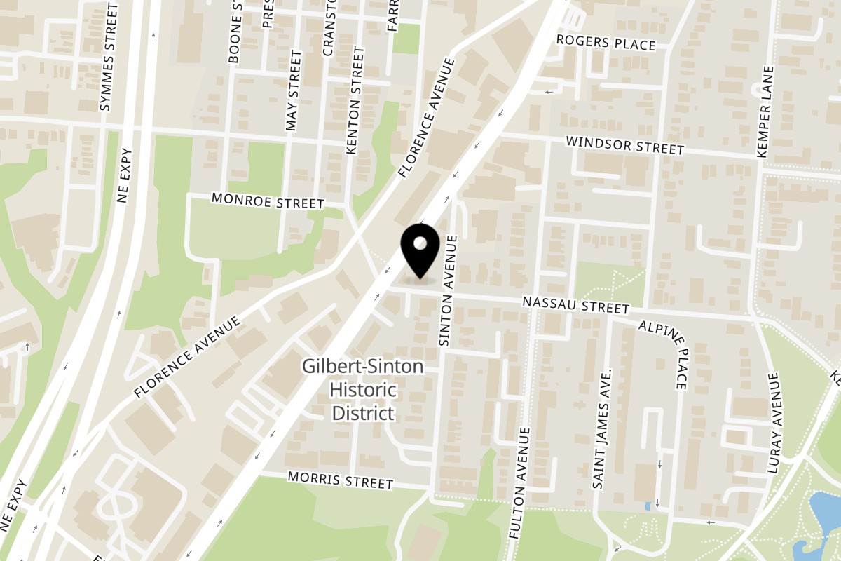 Map showing the location of Andy's Mediterranean Grille on 906 Nassau St in Cincinnati
